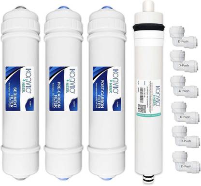 konvio neer Pre and Post Carbon Sediment Filter and 80 GPD RO Membrane, Inline Filter Media Filter Cartridge