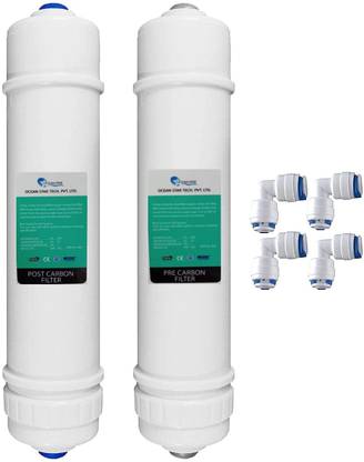 OCEAN STAR Pre Carbon and Post Carbon Filter and 4 Elbow Connector, Solid Filter Cartridge