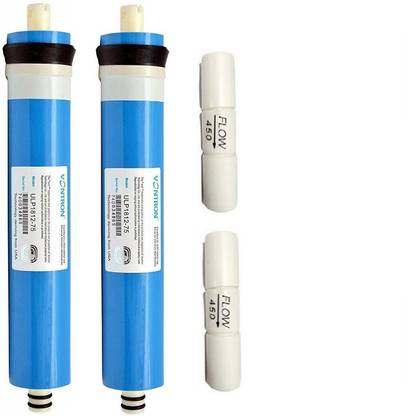 GE FILTRATION 80GPD Vontron Membrane 2pcs with 2pcs FR suitable for all kind of domestic RO water purifier/Can works on TDS upto 1500 Solid Filter Cartridge