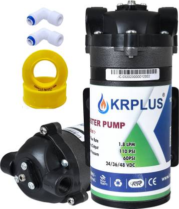 KRPLUS Ro Diaphragm Booster Pump with Copper Winding 100 GPD Ro Motor with elbow for All RO Water Purifiers Solid Filter Cartridge