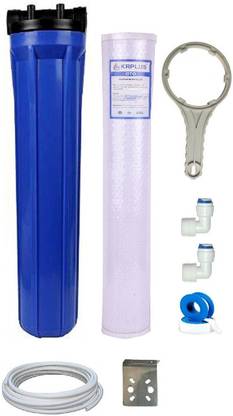 KRPLUS 20 Inch Filter Housing, CTO Carbon Block Filter (1/2 Inch Inlet 3/8 Inch Outlet) Solid Filter Cartridge