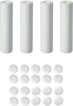 KRPLUS 4 Pcs Spun Filter Candle + 20 RO Antiscalant Balls for Water Softener Solid Filter Cartridge