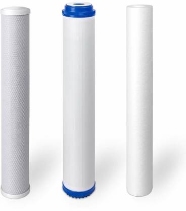 KRPLUS 20 inch Filter Set (PP Spun, Granular Activated Carbon GAC, Carbon Block CTO) RO and Water purifiers up to 50 LPH and 100LPH Solid Filter Cartridge