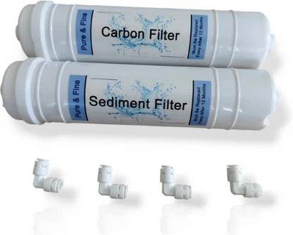 Pure & Fine by Pure & Fine Inline Sediment Filter and Inline Carbon Block Filter with 4 Elbow Solid Filter Cartridge