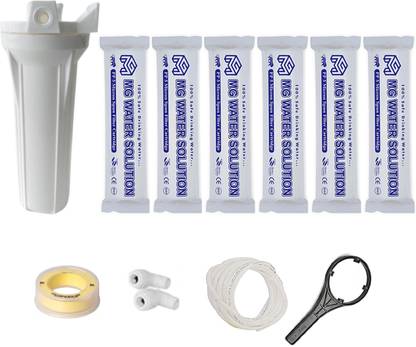 MG WATER SOLUTION Pre Filter Housing | 6 Nos. PP Spun Filter | 1/4" Elbows Connector | Teflon Tape | 3 Mtr Pipe Suitable Domestic Water Purifier Solid Filter Cartridge