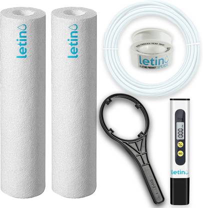 letino pure 2 PP Spun Filters, 2 Meter Pipe, 1 Spanner With Water Quality Testing Tds Meter Solid Filter Cartridge