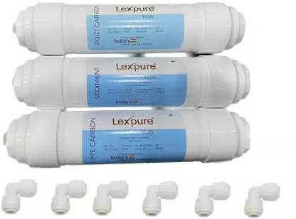Fillico Flux inline Set for hard water tds and 6 Pieces Connector Solid Filter Cartridge