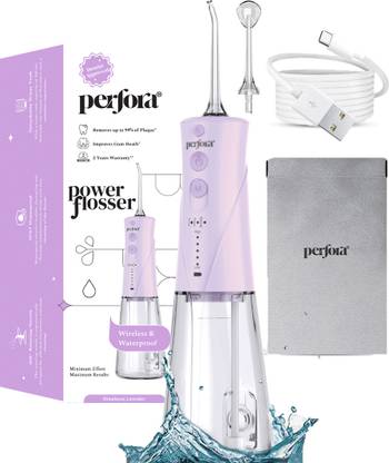Perfora Power WaterDental Flosser250ml Capacity 2Nozzles 1500mAh Battery Lavender Water Flosser
