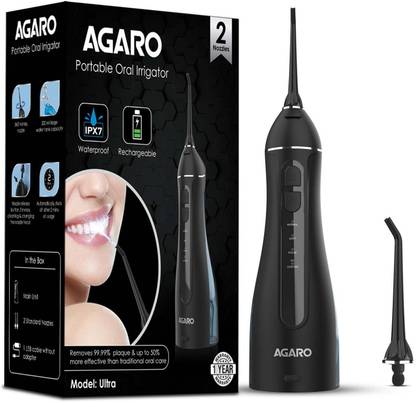 AGARO Ultra Oral Irrigator, Portable, Cordless, Rechargeable, 4 Cleaning Modes, Water Flosser