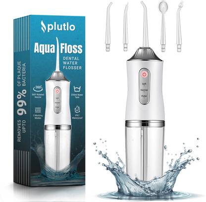 PLUTLO Aqua Floss Teeth Cleaning Water Flosser for Oral Care |3 Modes & 4 Nozzles 220ML Water Flosser