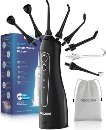 ORACURA OC150 Smart Pro with 150 ml Watertank | Portable and Rechargeable (Black) Water Flosser