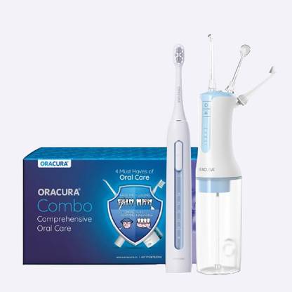 ORACURA Daily Care Combo SB300 Sonic Electric Rechargeable Toothbrush & OC300 Smart Pro Water Flosser