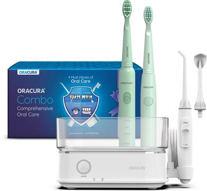 ORACURA Daily Care Combo SB100 & SB200 Rechargeable Toothbrush & OC450 Countertop Smart Water Flosser