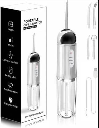 Dreamshop Powerfull Smart Water Dental Flosser | Pure White with 4 Nozzle tips Water Flosser