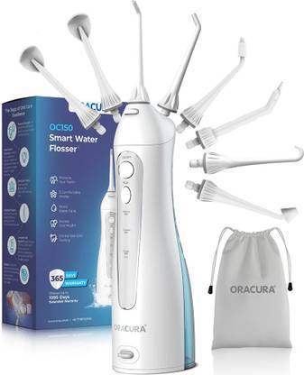 ORACURA OC150 Smart Pro with 150 ml Water tank | Portable and Rechargeable (White) Water Flosser