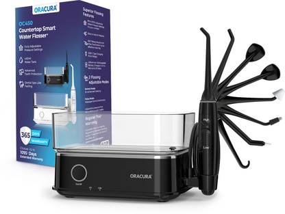 ORACURA OC450 Dental Smart Pro Countertop | 8 Nozzle Tips| 450ml Watertank (Black) Water Flosser