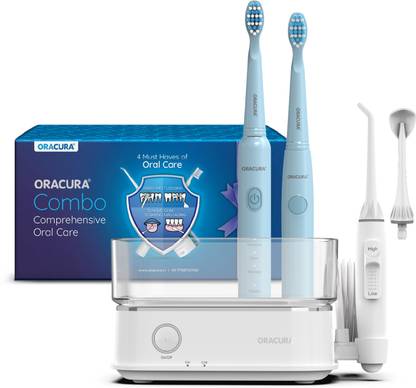 ORACURA Daily Care Combo SB100 & SB200 Rechargeable Toothbrush & OC450 Countertop Smart Water Flosser