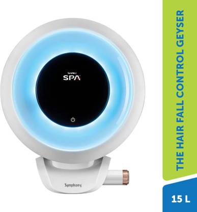 Symphony SPA 15 15 L Storage Water Geyser Hair Fall Control Geyser | PUROPOD: 9-Layer Advanced Water Filtration | 5-Star BEE Energy Rating | Free Pipe-Free Installation| Free Additional Cartridge | Titanium Pro Superior Glass line Coating