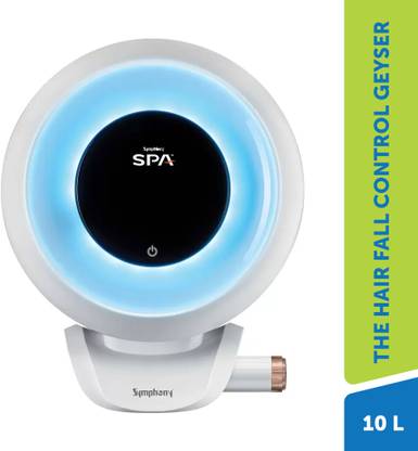 Symphony SPA 10 10 L Storage Water Geyser Hair Fall Control Geyser | PUROPOD: 9-Layer Advanced Water Filtration | 5-Star BEE Energy Rating | Free Pipe-Free Installation| Free Additional Cartridge | Titanium Pro Superior Glass line Coating