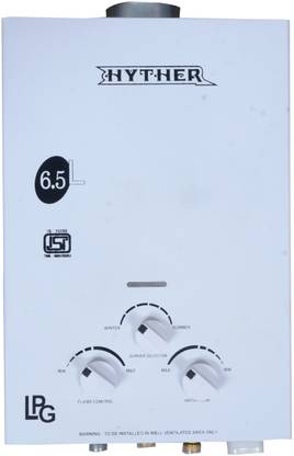 Hyther 2 line copper tank Silver model 6.5 L Gas Water Geyser