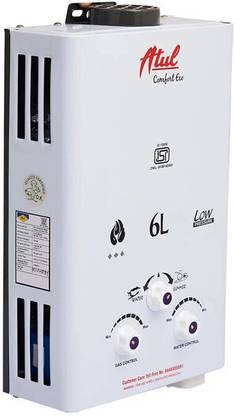 ATUL Wall-mounted hot shower machine Majesty | SAFE FLO PRIME | 6 L Gas Water Geyser