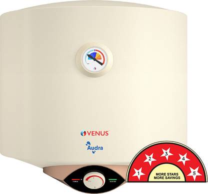 Venus Audra 06AV 06-Litre 3000W (Ivory) Heater,Porcelain Enamelled Glass Lined Tank, BEE Star Rating - 5 Stars, ISI, Free Flexible Hose 6 L Storage Water Geyser
