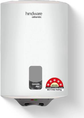 Hindware Smart Appliances Immedio Plus 15 L Storage Water Geyser | 5 Star BEE Energy Rating | Glassline Tanked  (White, Grey)