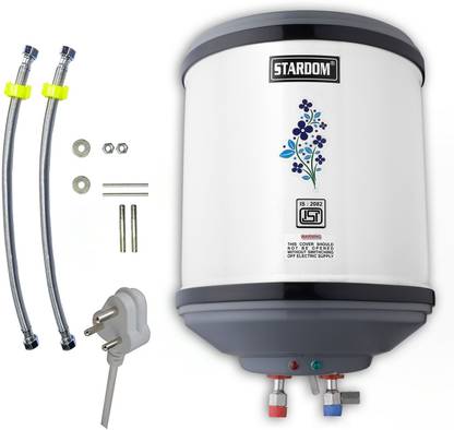 Stardom 10 L Storage Water Geyser (HOTMAT SERIES 2022 WITH INLET OUTLET PIPE AND ASSEMBLY KIT, White, Grey) at Rs. 2998