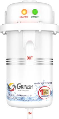 GRINISH 1L INSTANT WATER PORTABLE HEATER GEYSER SHOCK PROOF PLASTIC BODY 1 L Instant Water Geyser
