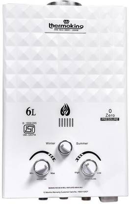 THERMO KING GAS WATER HEATER WHITE 6 LTR 6 L Storage Water Geyser