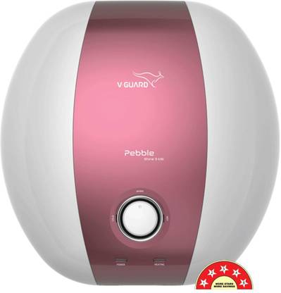 V-Guard Pebble Shine 3kW 10 Litre, 5 Star 10 L Storage Water Geyser with Flexi Pipes