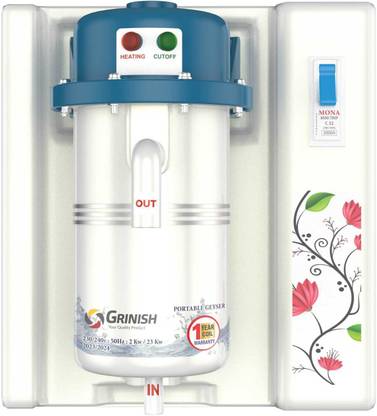Adwhizz 1 L Storage Water Geyser (1 Litre Storage Portable Instant Water Heater Geyser with MCB (METTALIC BLUE), Mettalic Blue)