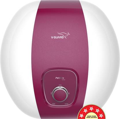 V-Guard 15 L Storage Water Geyser with Flexi Pipes (Pebble Shine 15 Litre, 5 Star, White, Grape Frost)