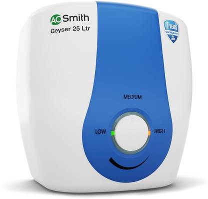 AO Smith SDS-GREEN-025 25 L Storage Water Geyser | 2kW | Vertical | Designed for high rise buildings with 8 bar pressure rating | Longer life in hard water conditions with Blue Diamond glass lined tank | BEE 5-star rating for superior energy efficiency and power savings | Free Installation