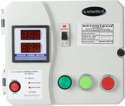 RATNOTECH Fully Automatic Submersible Pump Starter upto 2HP | Digital LED Display Water Level Controller