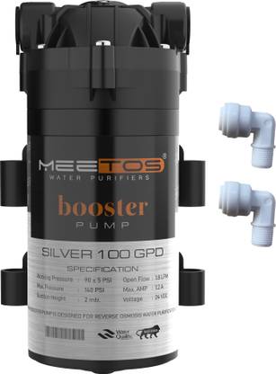 MEETOS Silver Ro Booster Pump 100GPD,Noiseless,Copper Wilding, Diaphragm Water Pump