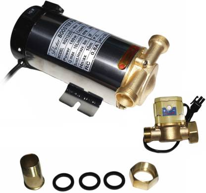APMs 150W Over Head Loft tank Inline Hot/ cold automatic water pressure boosting pump horizontal type stainless steel with brass connector & flow Switch (2 Taps Equal Pressure) Centrifugal Water Pump