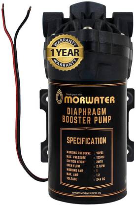 Morwater RO Pump 100 GPD for water purifier with Teflon, connecters and 1 year Warranty Diaphragm Water Pump