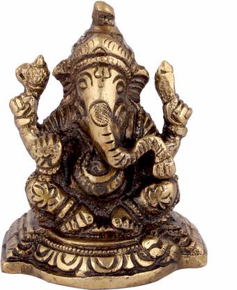 Gyarsilal's Pital Brass Ganesh Murti Idol 350 Gram Decorative Showpiece  -  7.5 cm
