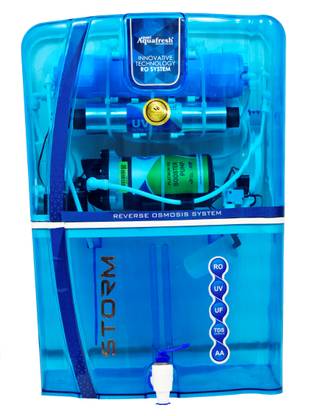 Kaveri AquaFresh Full Transparent BLUE Storm Model With Alkaline Filter 12 L RO + UV + UF + TDS + Alkaline Water Purifier