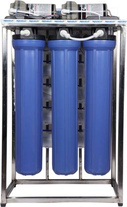 Remino 50 LPH commercial RO + UV water purifier Plant 50 Liter Per Hour Blue Stainless steel Full Automatic with TDS Adjuster 50 L RO + UV + UF + TDS Water Purifier