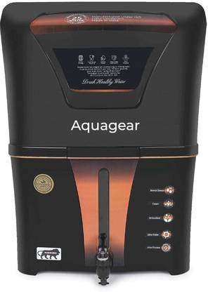 aqua gear "PureFlow: Advanced 8-Stage Water Purifier with Mineral Enrichment" 10 L RO + UV + UF + TDS + Copper Water Purifier