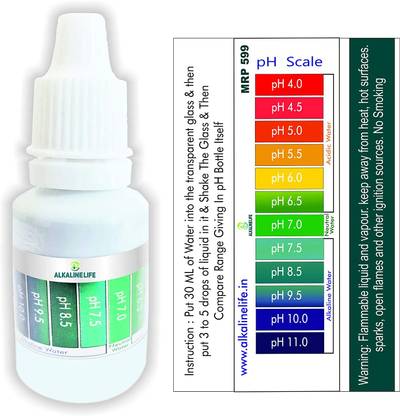 alkalinelife pH Test Liquid Drops for Water pH Testing with pH Colour Chart water 0.15 L UF Water Purifier
