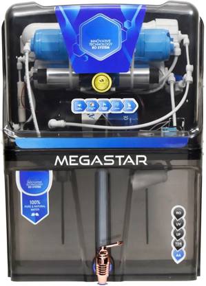 AQUA Megastar Black Alkaline Full transparent 12 L RO + UV + UF + TDS + Alkaline Water Purifier