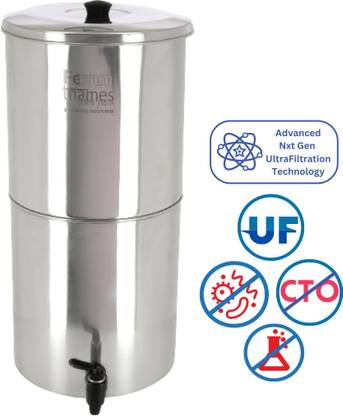 Ferrum Ultra Pure Water Filter Stainless Steel with American Engineered Ultrafilters 20 L Gravity Based + UF Water Purifier