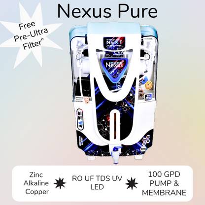 nexus pure JAZZ WHITE COPPER +ALKALINE 10 L RO + UV + UF + TDS Water Purifier