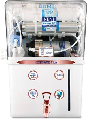 KENT ACE Plus 8 L RO + UV + UF + TDS Control + Alkaline + Copper + UV in Tank Water Purifier Suitable for all - Borewell, Tanker, Municipality Water