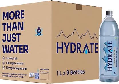 HYDRATE Ionized Alkaline Water With Essential Nutrients and Perfectly Balanced pH 8.5 Mineral Water