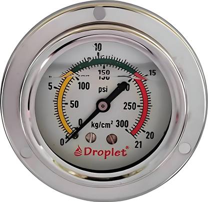 Droplet Water Pressure Gauge 0-21kg/cm2 | Dial Size 2.5 inch | Mounting: Back Connection Watermeter
