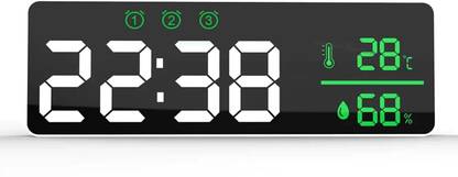 amiciSense Triple Alarm Settings, and Large Easy-Read Screen Digital LED Triple Alarm Clock with Temperature & Humidity Display, Weather Station